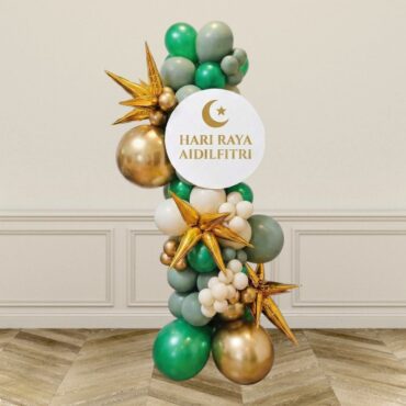 Hari Raya Grand Star Burst Organic Balloon Column