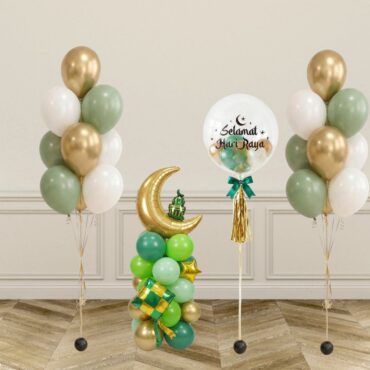 Selamat Hari Raya Green & Gold Balloon Package