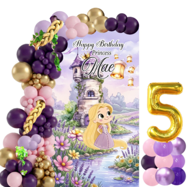 Private: Rapunzel Balloon Backdrop - Happy Birthday Princess Mae