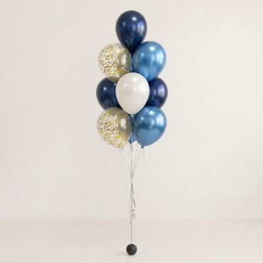 12" Midnight Blues Confetti Balloon Bouquet