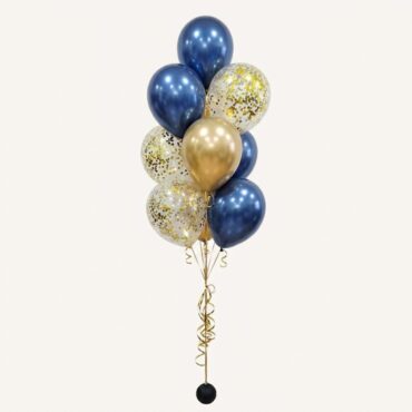12" Midnight Gold Sahara Confetti Balloon Bouquet