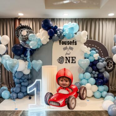 Grand 1st Birthday Vintage Racing Car Party Backdrop