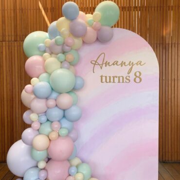 Pastel Rainbow Balloon Backdrop - Ananya turns 8