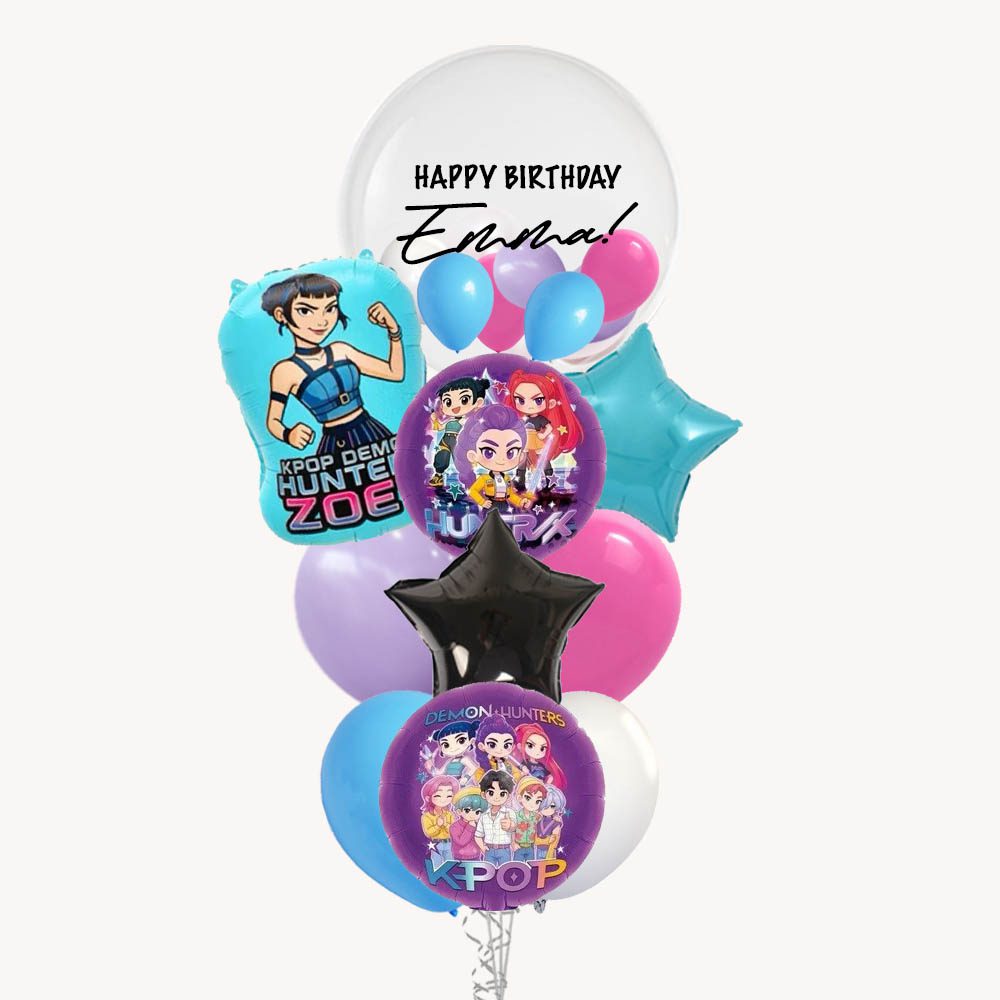 Kpop Demon Hunter Zoey Happy Birthday Deluxe Balloon bouquet