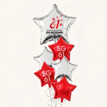 NDP 61 Big Silver Star Balloon Bouquet