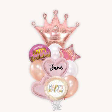 Happy Birthday Rose Gold Crown Grand Balloon Bouquet