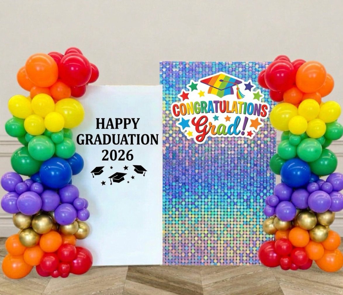 Shimmer Backdrop - Rainbow Graduation