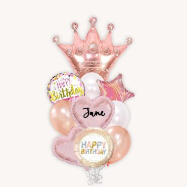 Happy Birthday Rose Gold Crown Grand Balloon Bouquet
