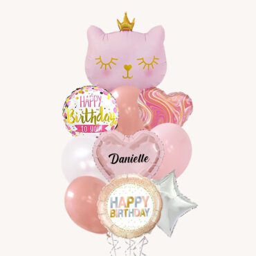 Pink Queen Cat Birthday Grand Balloon Bouquet