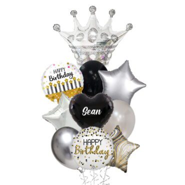 Happy Birthday Silver Crown Grand Balloon Bouquet